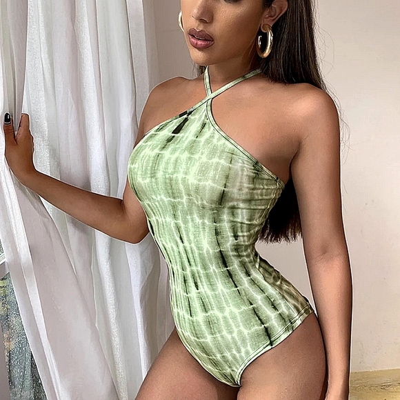 TIE DYE HALTER BODYSUIT - Picture 2 of 5